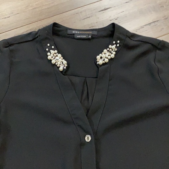 5 for $25 BCBG MAXAZRIA black blouse‎ top beaded top - Picture 2 of 6